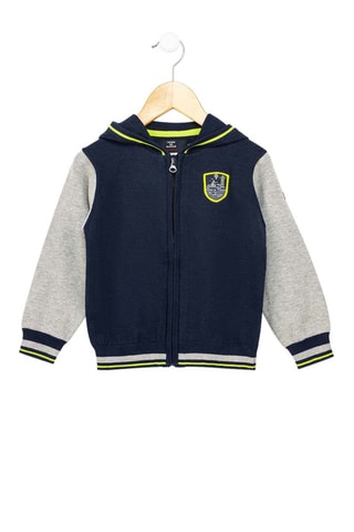 Gilet à capuche - Bleu marine et gris chiné
