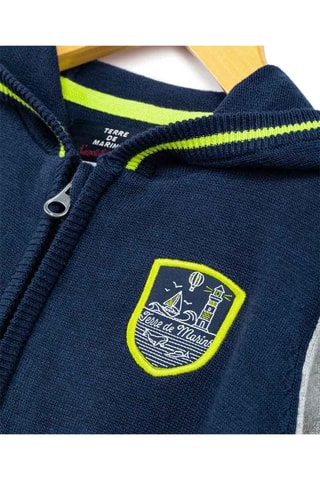 Gilet à capuche - Bleu marine et gris chiné