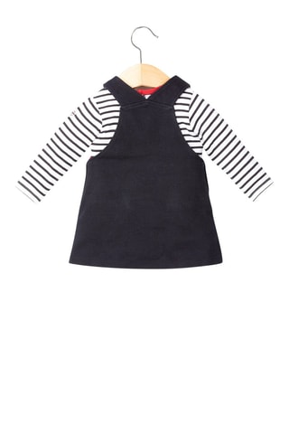 T-shirt rayé et salopette-robe Alouxe - Bleu marine et blanc 