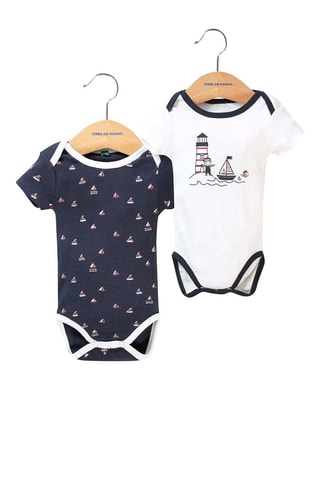 2 bodys Padouma - Bleu marine et blanc - Terre de Marins