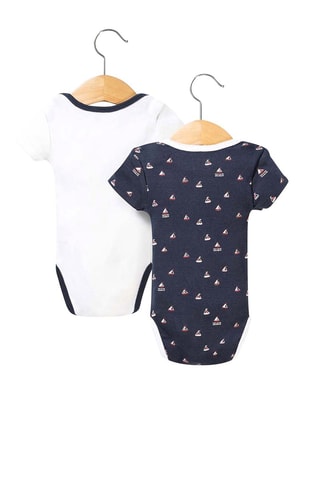 2 bodys Padouma - Bleu marine et blanc - Terre de Marins