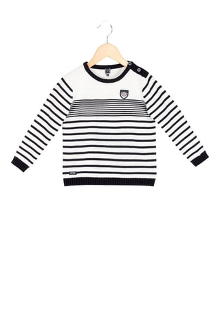 Pull Ublo - Blanc et bleu marine - Terre de Marins