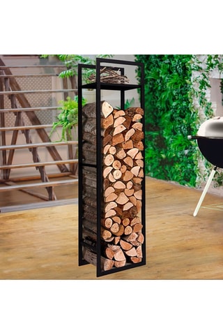 Range bûches avec étagères - 170 cm