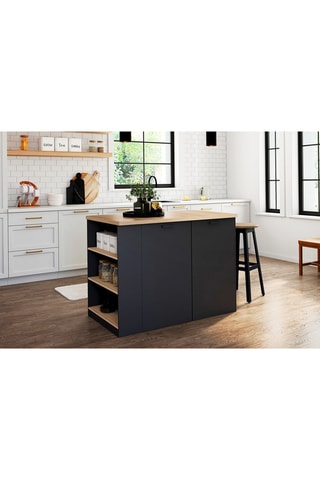 Ilot central de cuisine 2 portes -  Naturel et noir