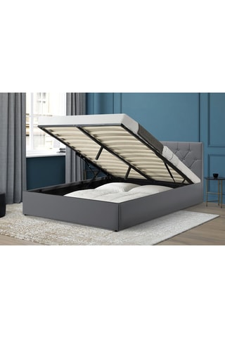 Lit-coffre avec sommier Austin - Gris