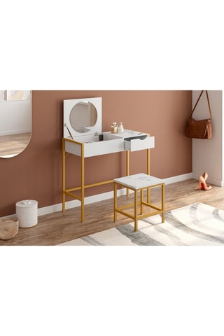 Coiffeuse et tabouret Glam - 83 x 113 x 39,5 cm / 35 x 40,5 x 35 cm