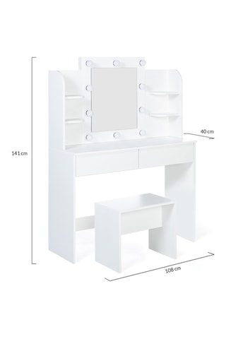 Coiffeuse 2 tiroirs et tabouret Zita - 108 x 41 x 40 cm / 48 x 40,5 x 29,5 cm