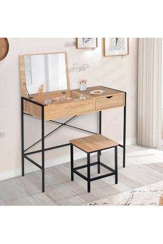 Coiffeuse et tabouret Alana - Blanc