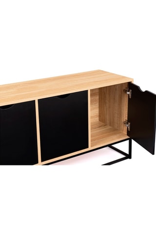 Buffet bas 3 portes Manhattan - Imitation bois et noir