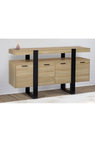 Buffet 4 portes Brixton - Imitation bois et noir