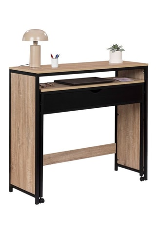 Bureau extensible Manhattan - Noir et imitation bois