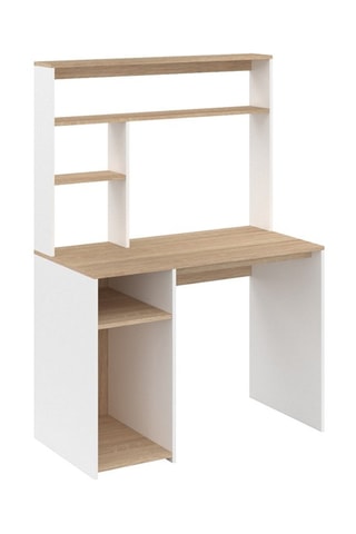 Bureau avec étagères de rangement Danny - Blanc et marron