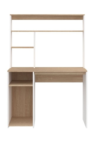 Bureau avec étagères de rangement Danny - Blanc et marron