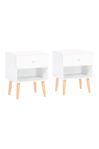 2 tables de chevet 1 tiroir Emmie - Imitation bois et blanc