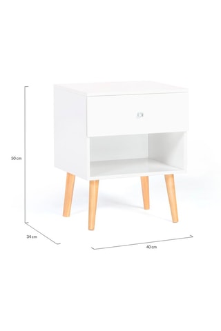 2 tables de chevet 1 tiroir Emmie - Imitation bois et blanc