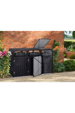 Cache-poubelles triple  - 221 x 80 x 120 cm