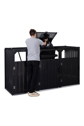Cache-poubelles triple  - 221 x 80 x 120 cm