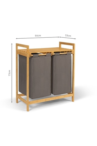 Bac à linge double en bambou Maya - Gris et naturel