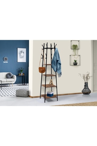 Porte-manteau Elize - Noir et imitation bois