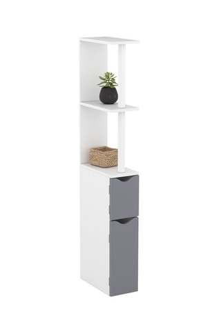 Meuble WC 2 portes - Blanc et gris foncé
