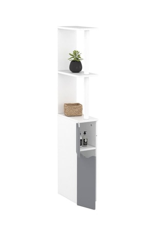 Meuble WC 2 portes - Blanc et gris foncé
