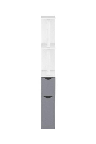 Meuble WC 2 portes - Blanc et gris foncé