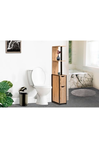 Meuble WC 2 portes Timéo - 
Noir et naturel