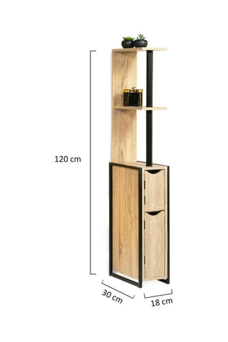 Meuble WC 2 portes Timéo - 
Noir et naturel