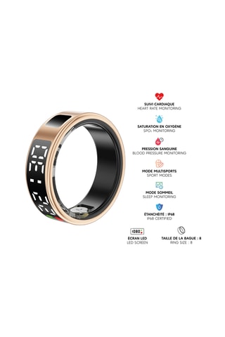 Bague connectée Mogie - Modèle Saturn - Doré rose - Taille 8