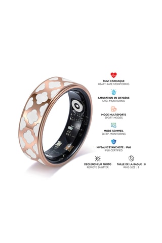 Bague connectée Mogie - Modèle Ursa - Doré rose et blanc - Taille 8