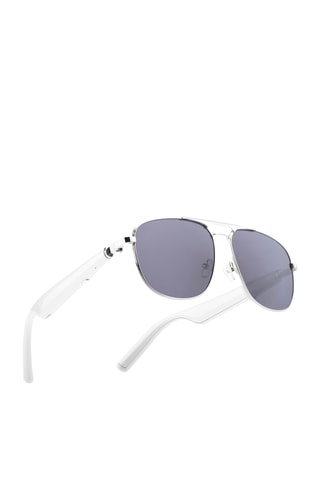 Lunettes de soleil polarisées et connectées Mogie - Modèle Thalos - Bluetooth - Argenté et blanc