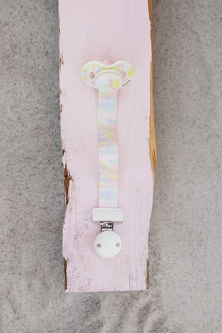 Speenkoord Pastel Braids - Poederroze en Geel