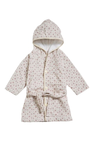 Velours Badjas met Capuchon Autumn Rose - Wit