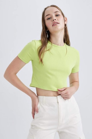 T-shirt cropped - Verde-claro