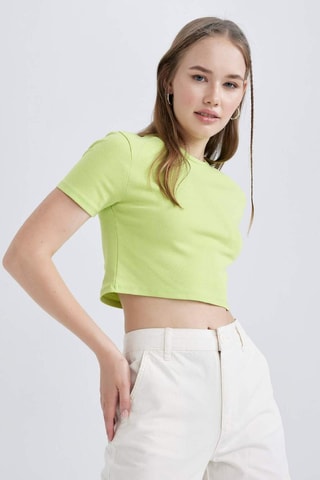 T-shirt cropped - Verde-claro