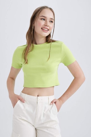 T-shirt cropped - Verde-claro
