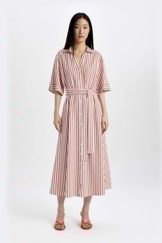 Vestido-camisa - Branco e laranja