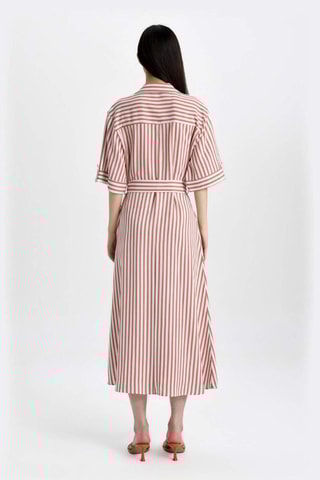 Vestido-camisa - Branco e laranja