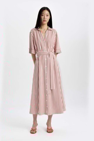 Vestido-camisa - Branco e laranja