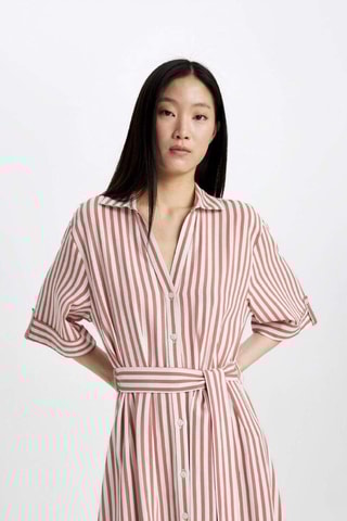 Vestido-camisa - Branco e laranja