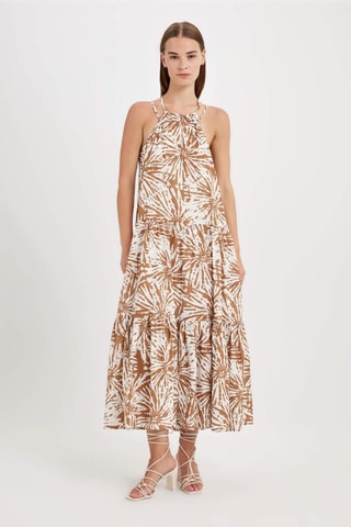 Vestido comprido tie and dye - Castanho e cru