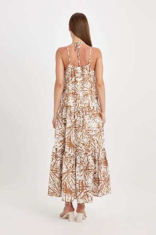 Vestido comprido tie and dye - Castanho e cru
