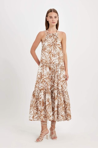 Vestido comprido tie and dye - Castanho e cru