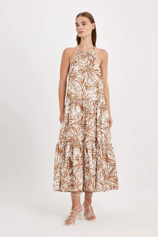 Vestido comprido tie and dye - Castanho e cru