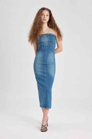 Vestido corpete de ganga - Índigo