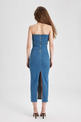 Vestido corpete de ganga - Índigo