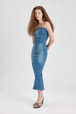 Vestido corpete de ganga - Índigo