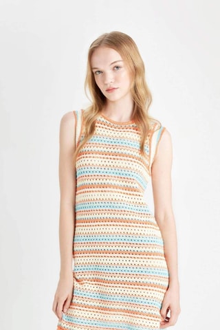 Vestido direito - Cru e laranja