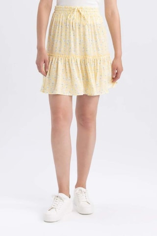 Saia estilo patinadora de cintura subida - Amarelo