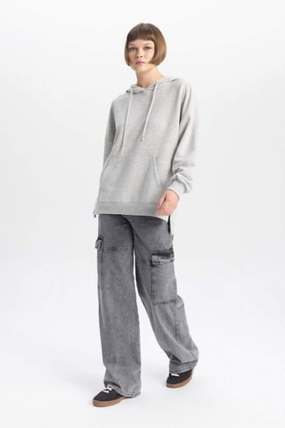Sweat com capuz - Cinzento-claro mesclado